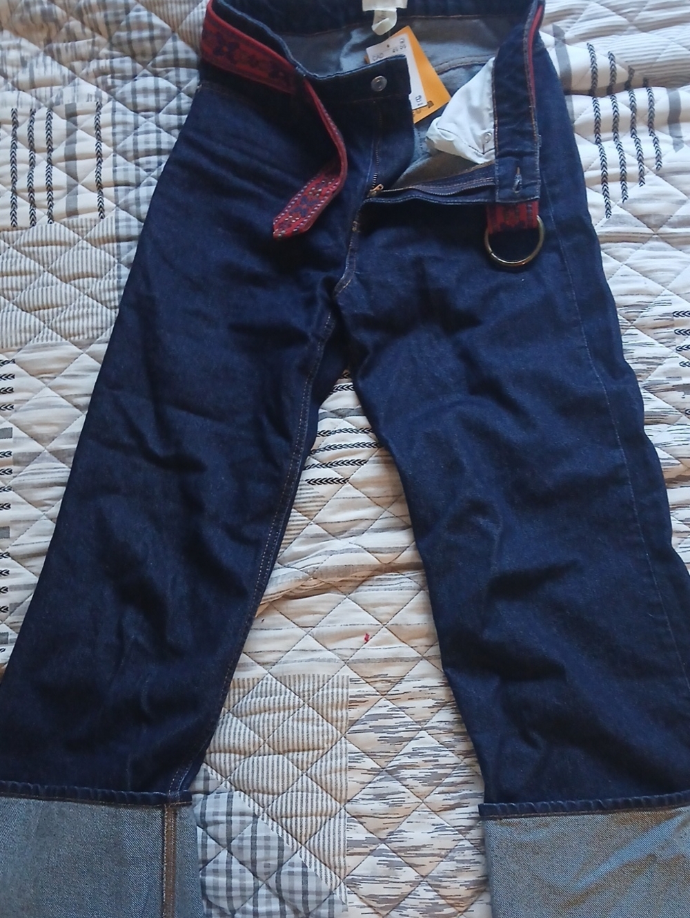 Women's Dark Blue Denim Cuffed Jeans No Belt Size 6 H&M Nwt